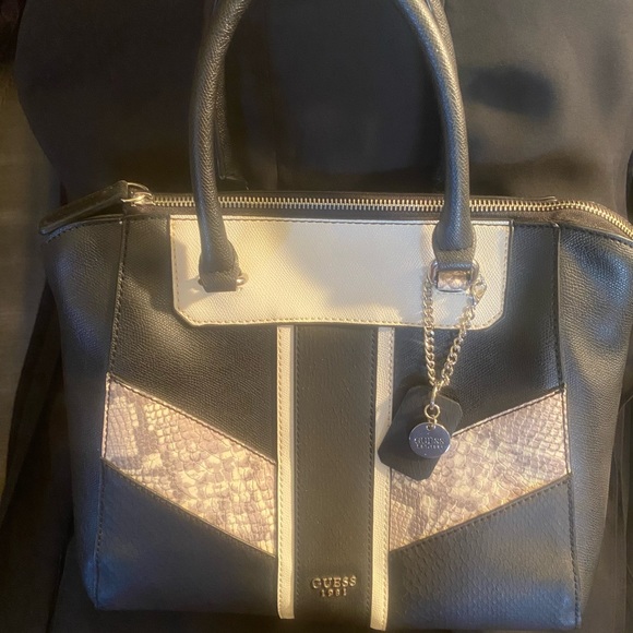 Guess Black and White Satchel - Picture 2 of 15